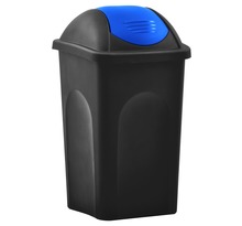Vidaxl poubelle avec couvercle pivotant 60 l noir et bleu
