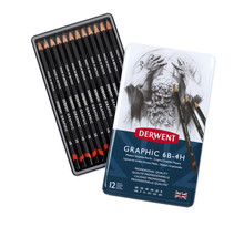 Crayons Graphite Derwent Graphic Boite x12 mines moyennes