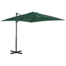 Vidaxl parasol en porte-à-faux et mât en aluminium 250x250 cm vert