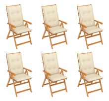 Vidaxl chaises de jardin 6 pcs avec coussins crème bois de teck massif