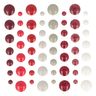 64 demi-perles adhésives en émail rouges barok
