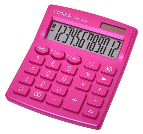 Calculatrice bureau sdc-812 - 12 chiffres 124x102x25mm Rose CITIZEN