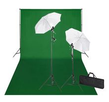 vidaXL Kit de studio et toile de fond verte 600 x 300 cm et lumières
