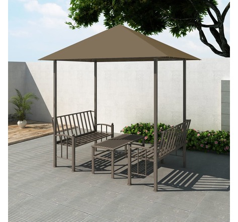 vidaXL Pavillon de jardin et table et bancs 2,5x1,5x2,4m Taupe 180g/m²