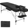 Tectake Table de massage Pliante 2 Zones Aluminium Portable + Housse - noir