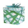 Boîte cadeau avec nœud - Vert et blanc