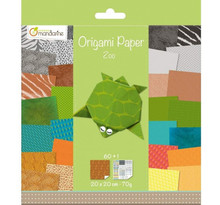 Papier origami avenue mandarine 60 feuilles 20 x 20 cm 70g thème zoo