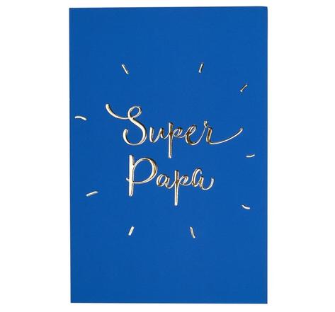 Carte super papa lettres dorées - draeger paris