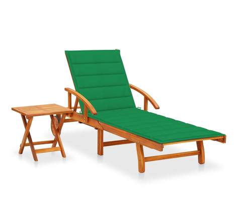 Vidaxl chaise longue de jardin avec table et coussin bois d'acacia