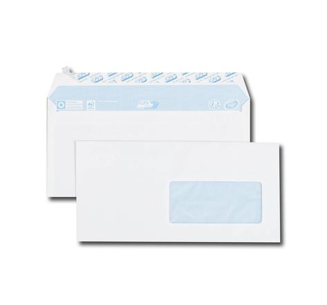 Paquet de 50 enveloppes blanches DL 110x220 75 g fenêtre 45x100 GPV