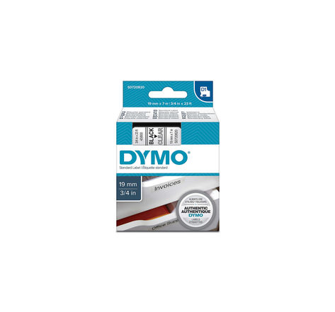 Dymo labelmanager cassette ruban d1 19mm x 7m noir/transparent (compatible avec les labelmanager et les labelwriter duo)