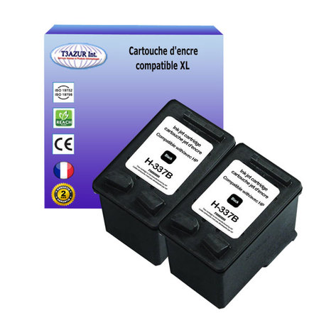 1+1 Cartouches compatibles avec HP PhotoSmart C4100 C4110 C4140 C4150 C4170 C4173 C4180 C4183 remplace HP 337 (C9364EE) Noire 18ml - T3AZUR