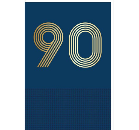 Carte D'anniversaire 90 Ans En Or - Bleu Marine - A Message - Pour Homme Et Femme - 11 5 X 17 Cm - Draeger paris