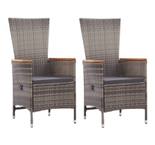 Vidaxl chaises d'extérieur 2 pcs avec coussins résine tressée gris