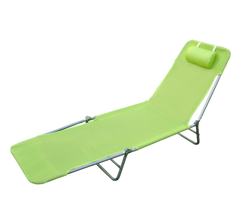 Chaise longue pliante bain de soleil inclinable transat textilène lit jardin plage 182l x 56l x 24,5h cm vert