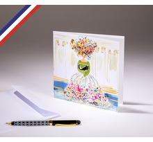 Carte double In the Garden créée et imprimée en France sur papier certifié PEFC - Femme au chat