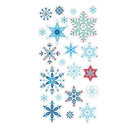 22 stickers puffies flocons - folk