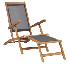 Vidaxl chaise de terrasse avec repose-pied bois de teck solide noir