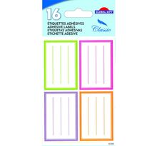 16 étiquettes adhésives scolaires - Rectangles 4 couleurs pastel