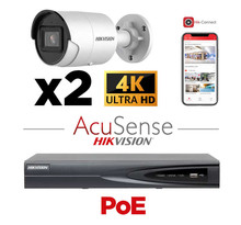 Kit vidéosurveillance 2 caméras Hikvision 4K H265+ intelligence artificielle AcuSense vision de nuit 40 mètres EXIR 2.0