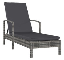 Vidaxl chaise longue avec accoudoirs résine tressée gris