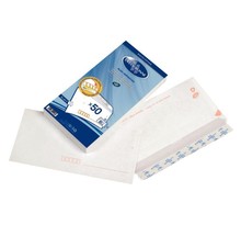 Paquet de 50 enveloppes blanches précasées DL 110 x 220 mm 80 g avec bande adhésive