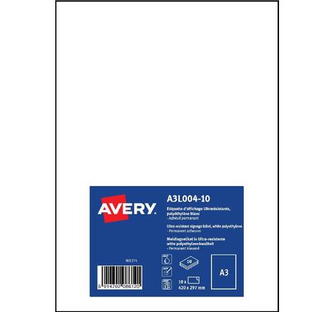 A3L004-10 - Etiquettes d’affichage ultra-résistante pour signalisation AVERY
