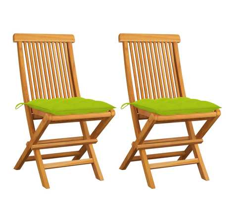 Vidaxl chaises de jardin avec coussins vert vif 2 pièces bois de teck