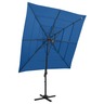 Vidaxl parasol à 4 niveaux avec mât en aluminium bleu azuré 250x250 cm