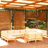vidaXL Salon de jardin 12 Pièces avec coussins crème Bois de pin massif