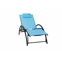 Bain de soleil avec repose tête - bleu - structure pliable et confortable - o'colors