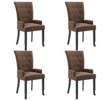 Vidaxl chaises de salle à manger avec accoudoirs 4 pcs marron tissu