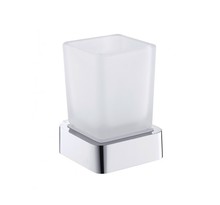 Porte-verre SOLO en laiton chromé et verre 7,5 x10,1 x9,1 cm