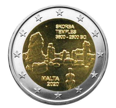 Pièce 2€ Commémorative 2020 : MALTE (Temples de Skorba)