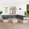 vidaXL Salon de jardin palette 9 Pièces avec coussins Épicéa imprégné