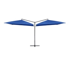 Vidaxl parasol double avec mât en acier 250 x 250 cm bleu azuré