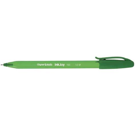 Stylo bille InkJoy 100 Triangulaire à capuchon Pte Moy. Vert PAPER MATE