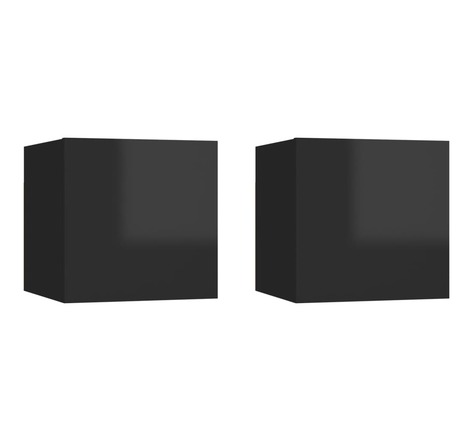 Vidaxl tables de chevet 2 pièces noir brillant 30 5x30x30 cm aggloméré