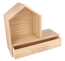 Etagère maison en bois avec tiroir 32 x 12 x 28 cm