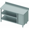 Table inox adossée avec porte droite & 2 etagères - profondeur 600 - stalgast -  - acier inoxydable1300x600 x600xmm
