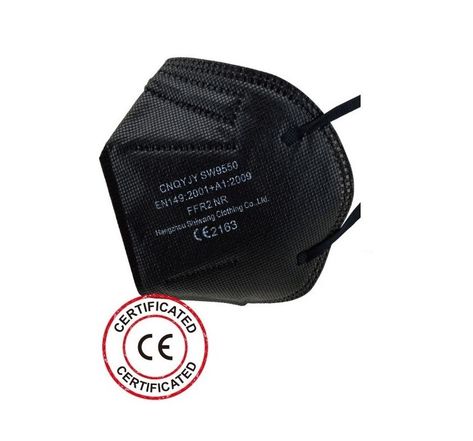 Boîte de 20 masques FFP2 noirs ce2163 certifié - boite en français - conditionnement en sachet individuel
