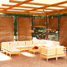 vidaXL Salon de jardin 13 Pièces avec coussins crème bois de pin