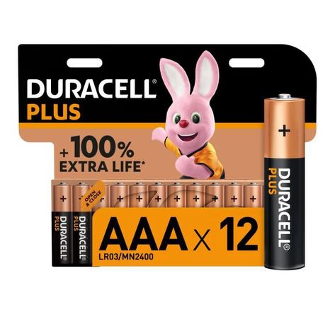 Duracell - nouveau piles alcalines aaa plus  1.5 v lr03 mn2400  paquet de 12
