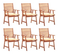 Vidaxl chaises à dîner d'extérieur 6 pcs avec coussins acacia massif