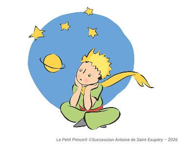 le petit prince regardant le ciel en couleur